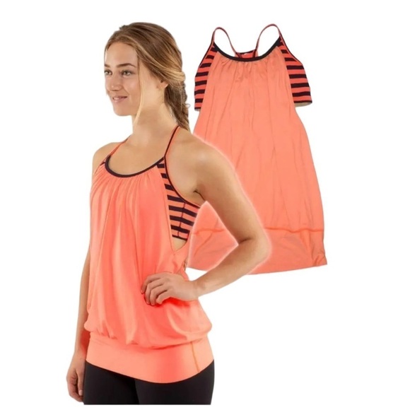 EUC LULULEMON Orange/Navy  NO LIMITS TANK TOP  Sports Yoga Size 4 - Picture 1 of 6